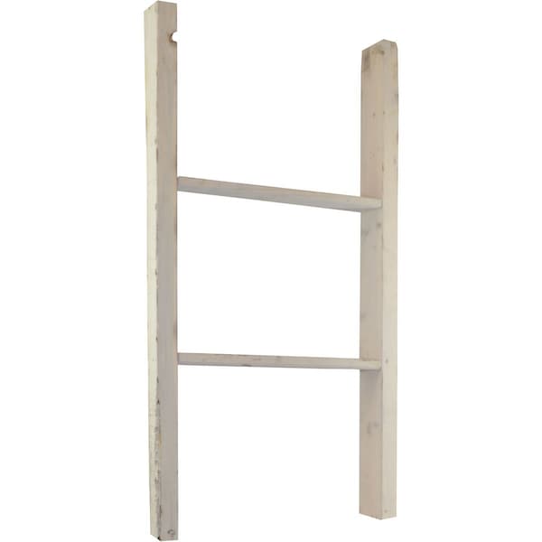 Ekena Millwork 19"W x 36"H x 3 1/2"D Vintage Farmhouse 2 Rung Ladder, Barnwood Decor Collection, Chalk Dust White DECR019X036X04LDRWH - main